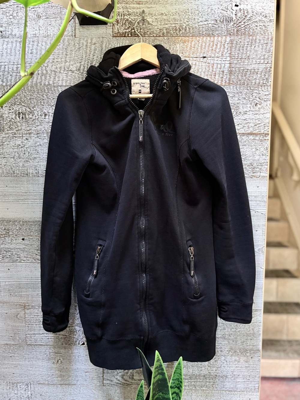 Triple Five Soul | Y2K Long Convertible-Hood Hoodie - Women's M, Black